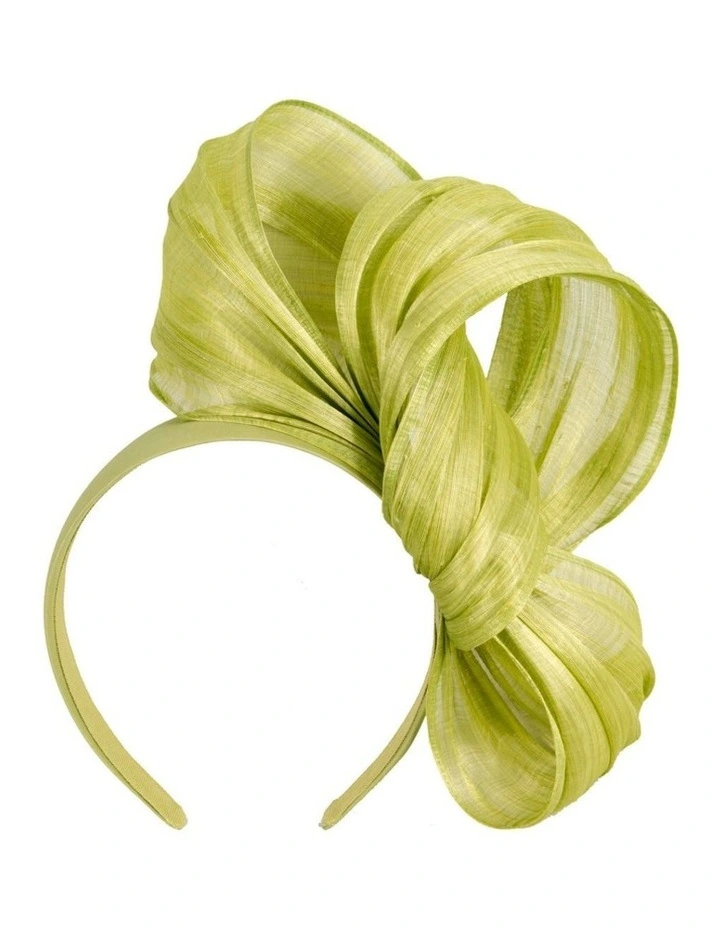 Lime Silk Abaca Fascinator with Sculptural Bow Fillies Collection S347LM image 1