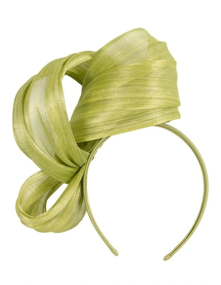 Lime Silk Abaca Fascinator with Sculptural Bow Fillies Collection S347LM image 4