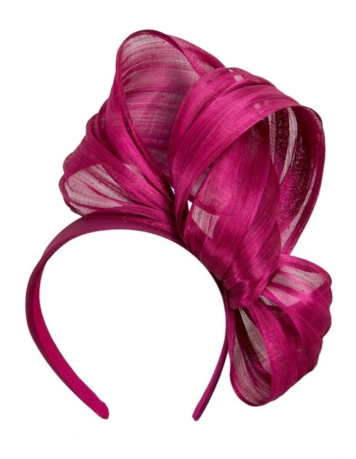 Magenta Silk Abaca Fascinator with Sculptural Bow by Fillies Collection S347MA image 1