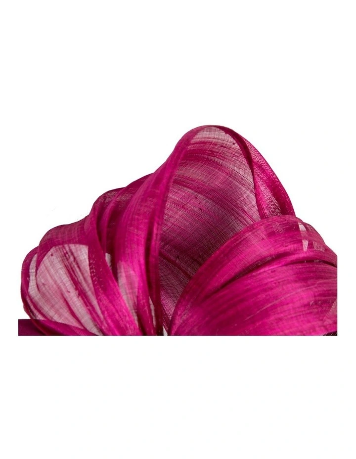 Magenta Silk Abaca Fascinator with Sculptural Bow by Fillies Collection S347MA image 3