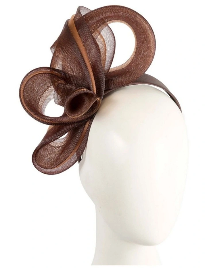 Fillies Collection Chocolate & Coffee Crinoline Bow Fascinator S327CHCF image 2