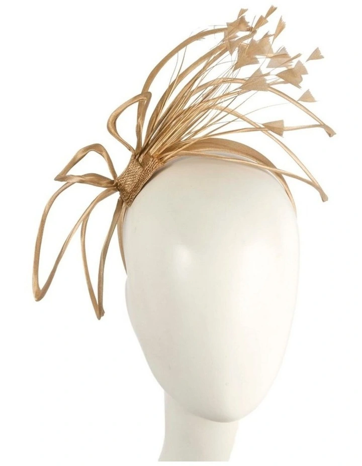 Max Alexander thin gold wire fascinator with feathers MA975GLD image 2