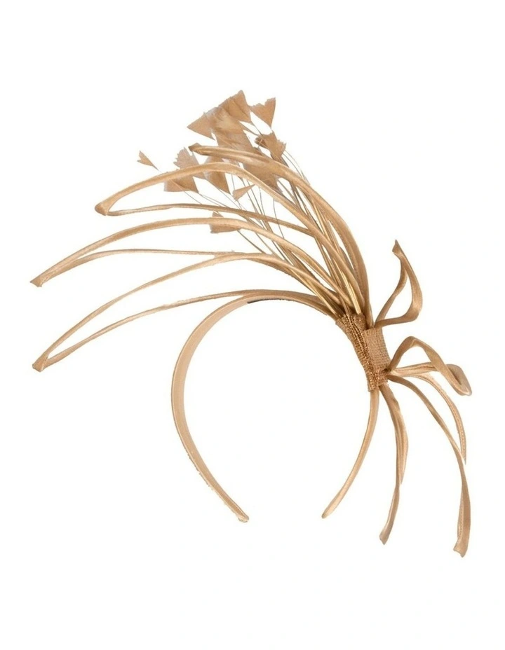 Max Alexander thin gold wire fascinator with feathers MA975GLD image 4