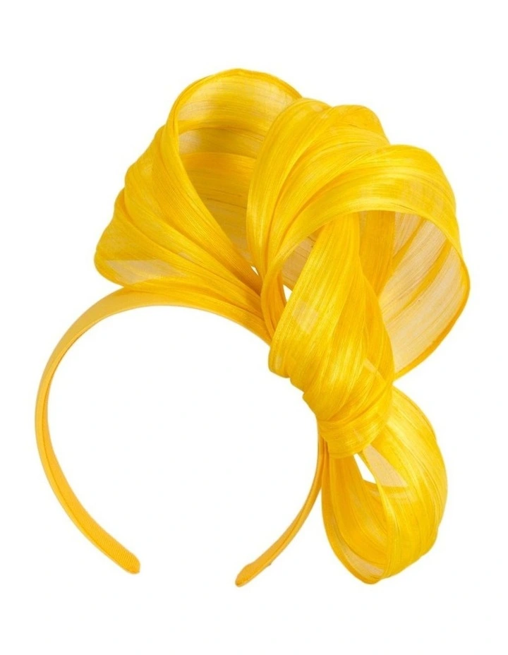 Fillies Collection Yellow Silk Abaca Fascinator with Sculptural Bow S347Y image 1