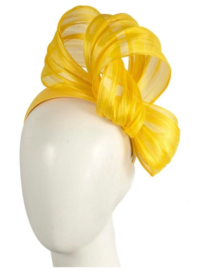 Fillies Collection Yellow Silk Abaca Fascinator with Sculptural Bow S347Y image 2