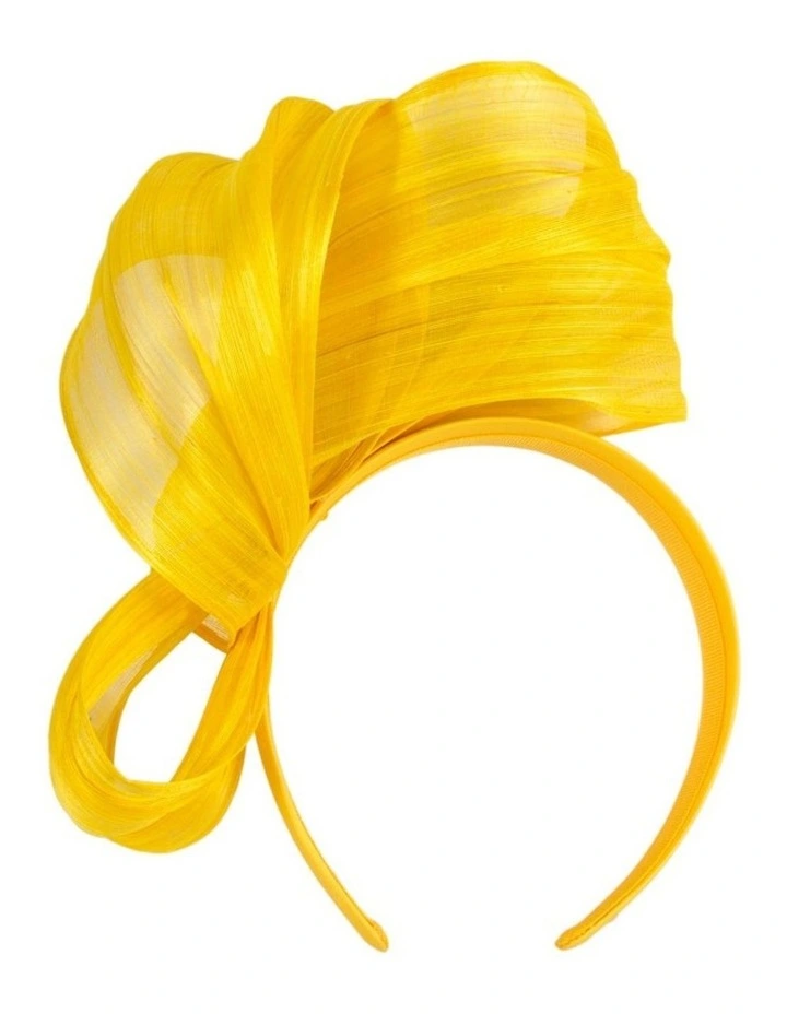 Fillies Collection Yellow Silk Abaca Fascinator with Sculptural Bow S347Y image 4