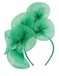 Large green sinamay flower fascinator by Max Alexander MA918GRN