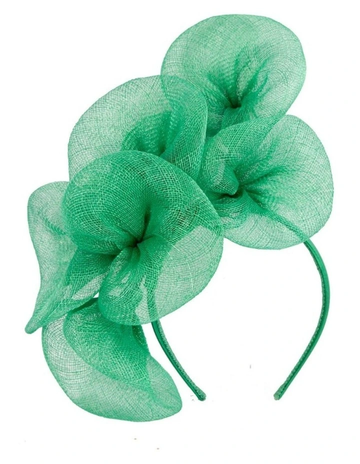 Large green sinamay flower fascinator by Max Alexander MA918GRN image 1