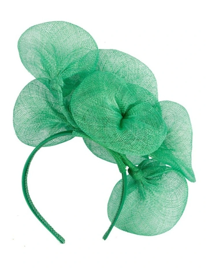 Large green sinamay flower fascinator by Max Alexander MA918GRN image 4