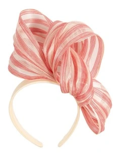 Fillies Collection Cream & Red Silk Abaca Fascinator with Sculptural Bow S347CRD