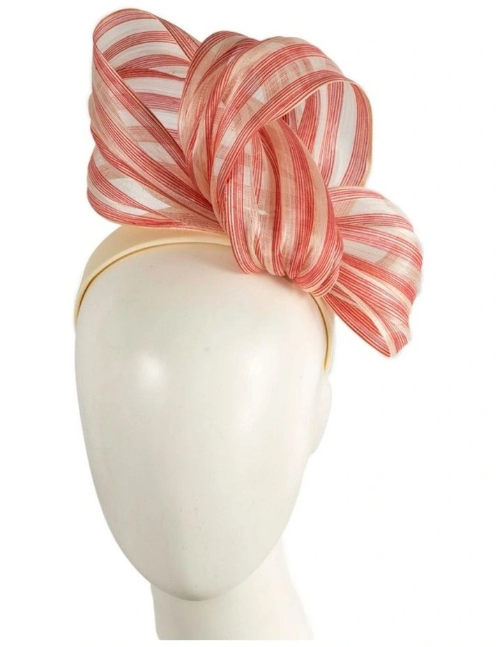 Fillies Collection Cream & Red Silk Abaca Fascinator with Sculptural Bow S347CRD image 2