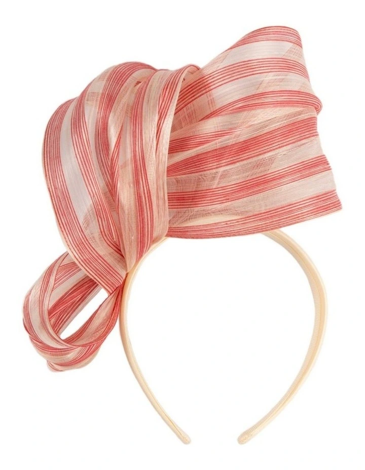 Fillies Collection Cream & Red Silk Abaca Fascinator with Sculptural Bow S347CRD image 4