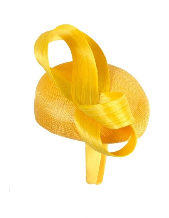Yellow Pillbox Fascinator with Silk Abaca Bow by Fillies Collection S348Y image 4