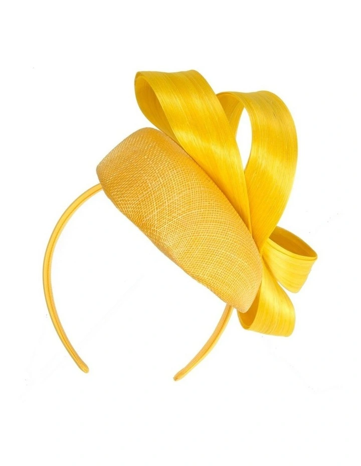 Yellow Pillbox Fascinator with Silk Abaca Bow by Fillies Collection S348Y image 6
