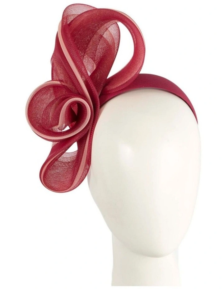 Fillies Collection pink and wine crinoline bow fascinator on headband S327PIW image 2