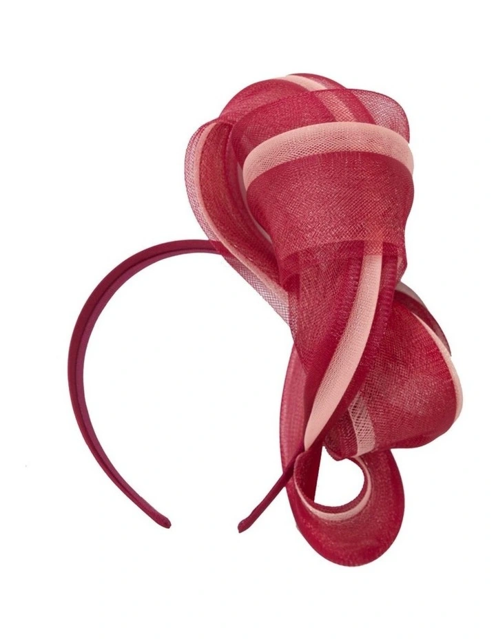 Fillies Collection pink and wine crinoline bow fascinator on headband S327PIW image 4