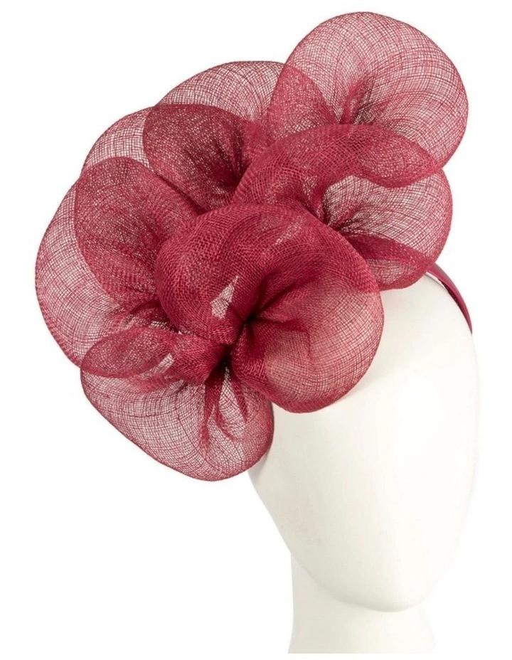 Max Alexander large wine-coloured sinamay flower fascinator MA918WN image 2