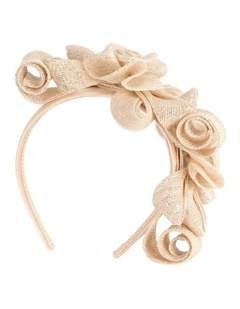 Max Alexander champagne gold curly sinamay fascinator MA914CHM