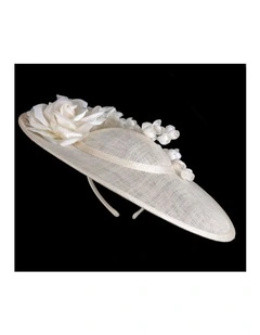 Max Alexander MA959C large cream sinamay fascinator with cream and white flowers