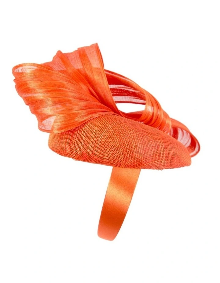 Fillies Collection orange silk abaca pillbox fascinator with bow S307OR image 3