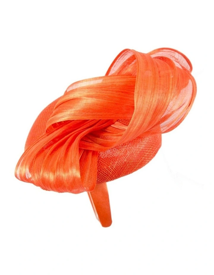 Fillies Collection orange silk abaca pillbox fascinator with bow S307OR image 4
