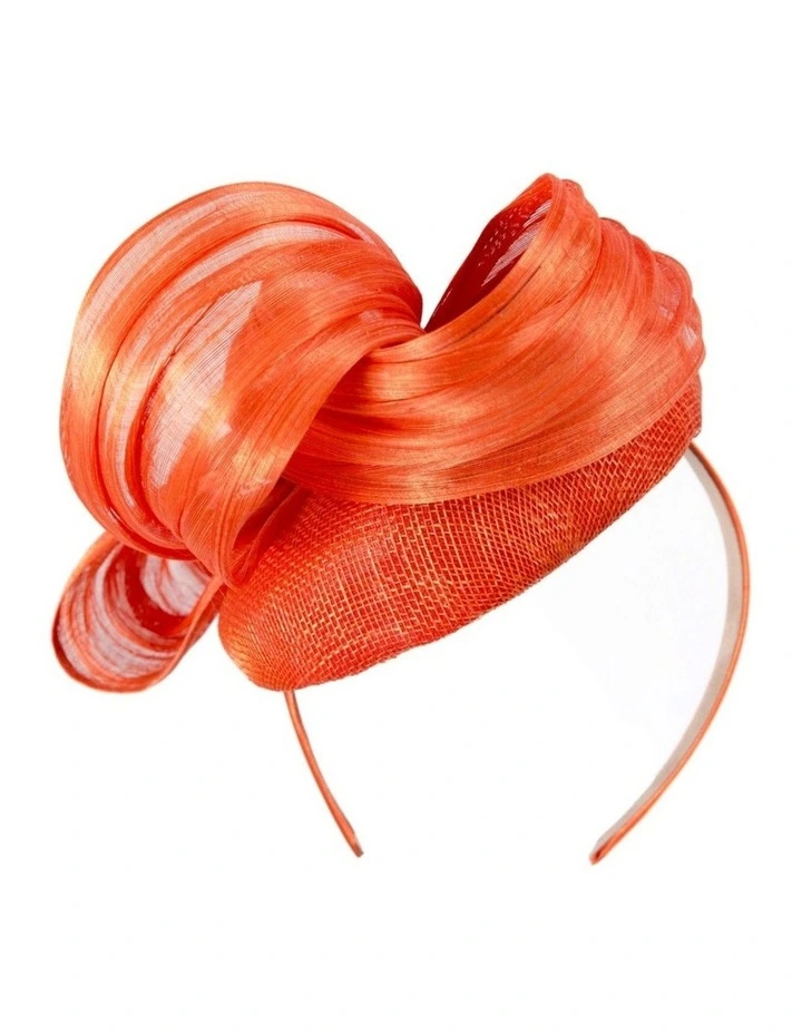 Fillies Collection orange silk abaca pillbox fascinator with bow S307OR image 6