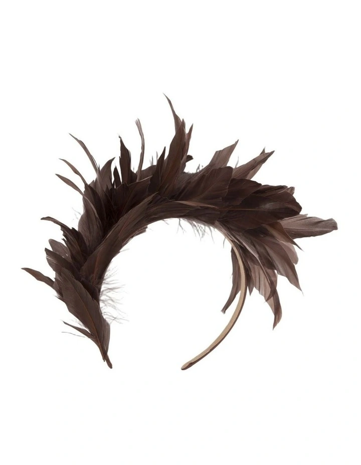 Max Alexander Brown Feather Headband Fascinator Made in Australia MA893CH image 1