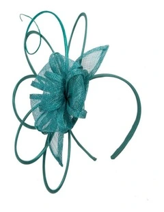 Max Alexander teal green sinamay fascinator MA970TE
