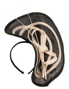Max Alexander Large Black & Cream Sinamay Fascinator MA961BC