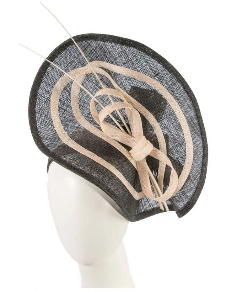 Max Alexander Large Black & Cream Sinamay Fascinator MA961BC image 2