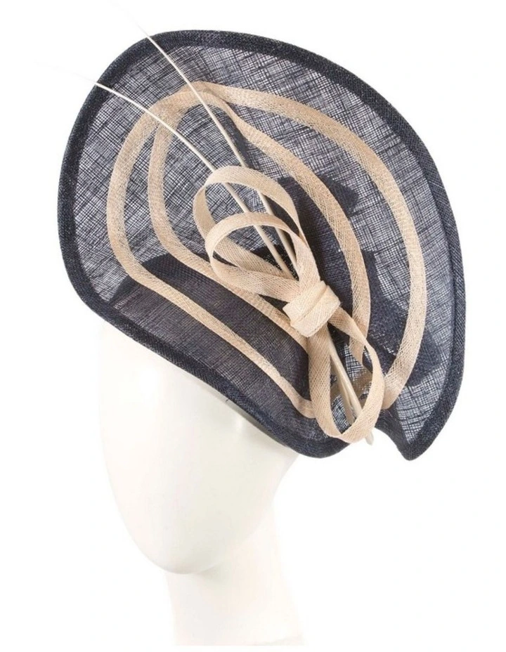 Max Alexander MA961NC large navy and cream sinamay fascinator image 2