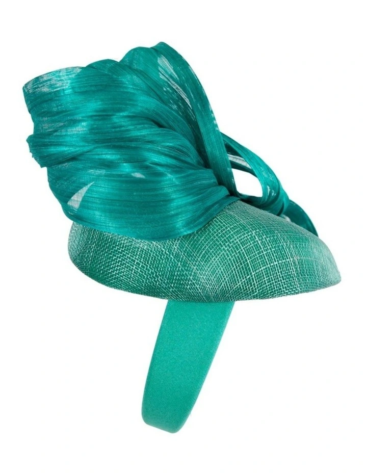 Teal pillbox fascinator with silk abaca bow by Fillies Collection S307TE image 4