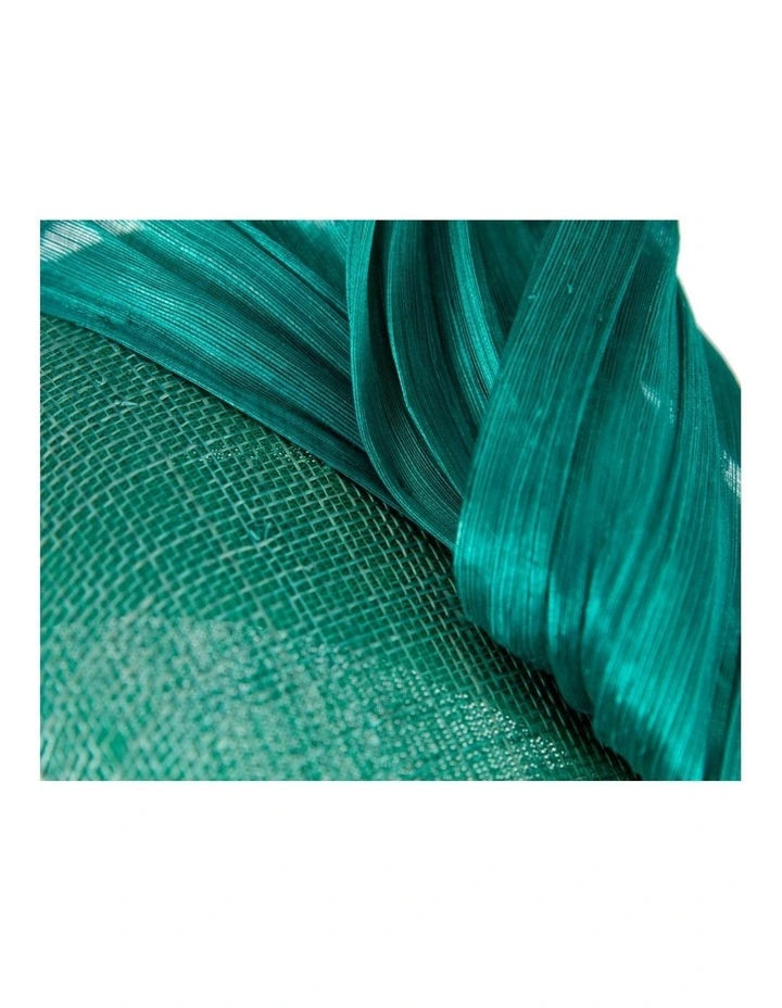 Teal pillbox fascinator with silk abaca bow by Fillies Collection S307TE image 5