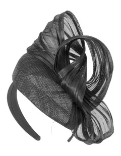 Fillies Collection black pillbox fascinator with silk abaca bow S307B