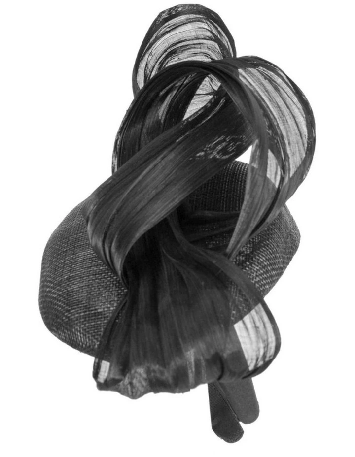 Fillies Collection black pillbox fascinator with silk abaca bow S307B image 3