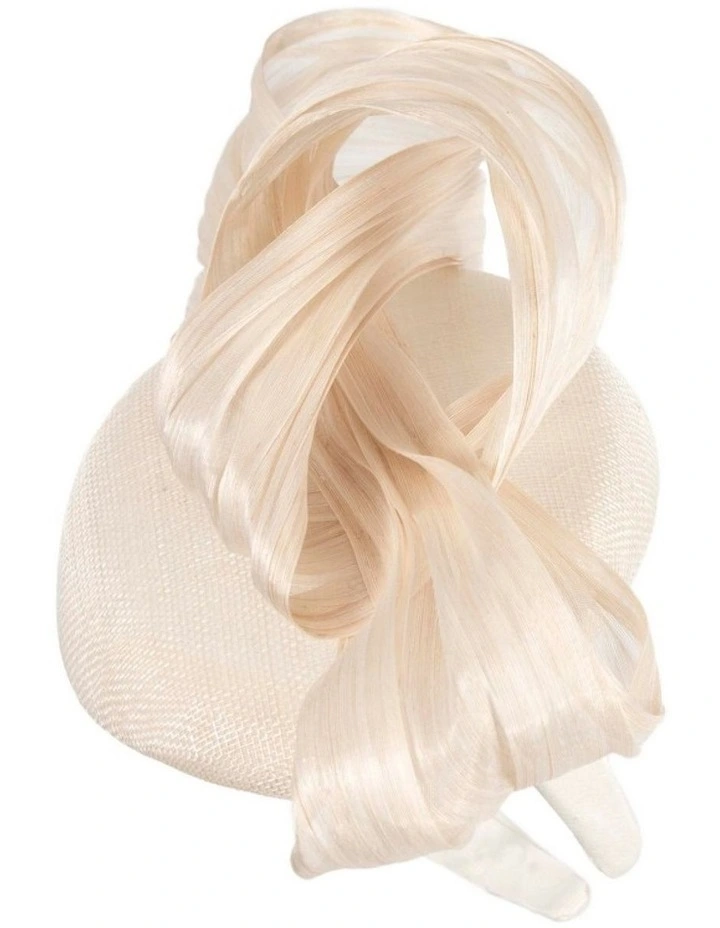 Cream pillbox fascinator with silk abaca bow by Fillies Collection S307C image 3