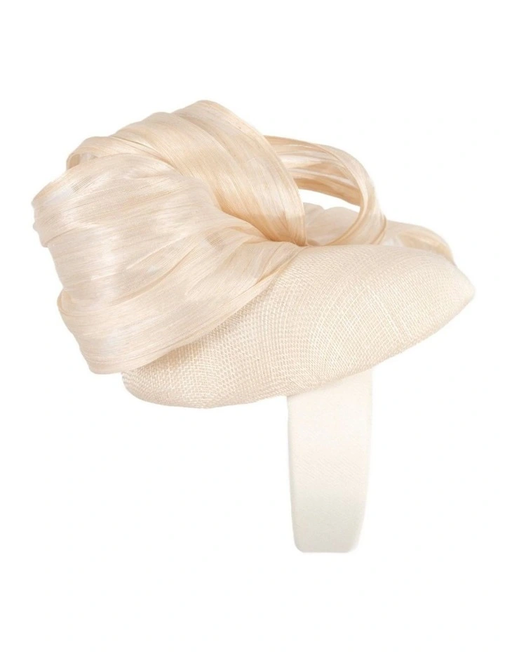 Cream pillbox fascinator with silk abaca bow by Fillies Collection S307C image 4