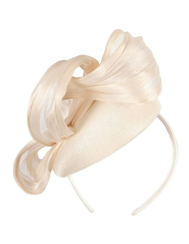 Cream pillbox fascinator with silk abaca bow by Fillies Collection S307C image 6