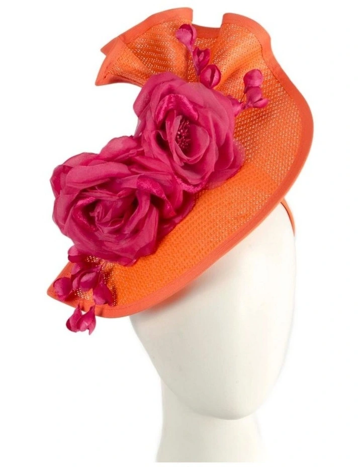 Fillies Collection orange and fuchsia racing fascinator S315ORF image 2