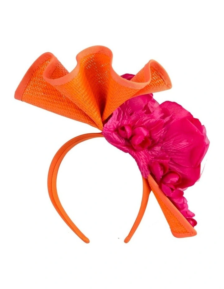 Fillies Collection orange and fuchsia racing fascinator S315ORF image 4