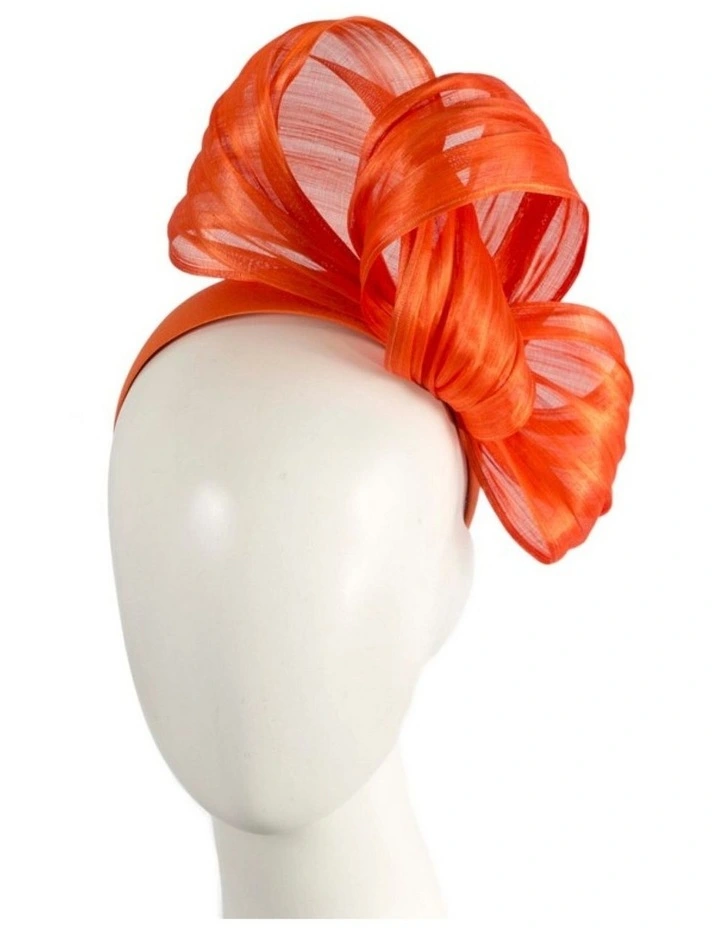 Fillies Collection Orange Silk Abaca Fascinator with Sculptural Bow S347OR image 2