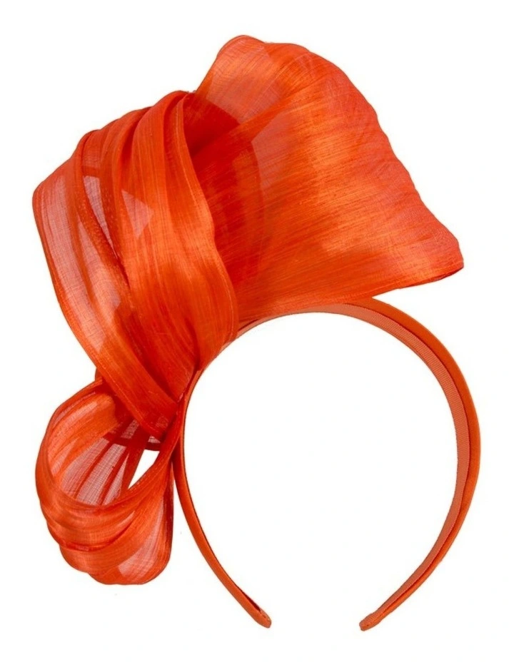 Fillies Collection Orange Silk Abaca Fascinator with Sculptural Bow S347OR image 4