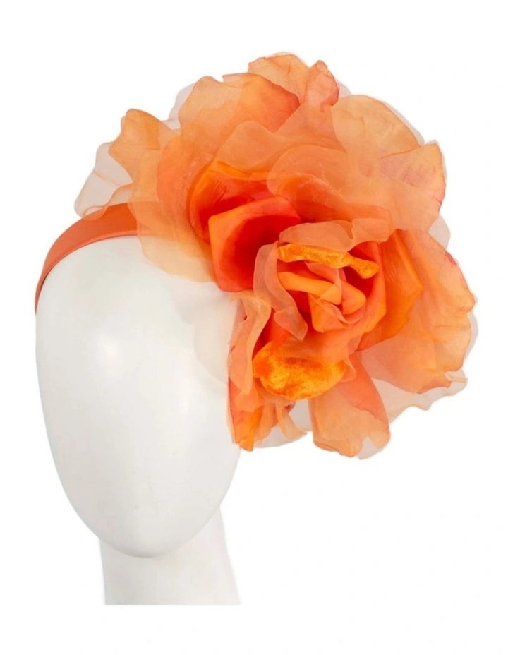 Fillies Collection large orange silk flower fascinator S260OR image 2