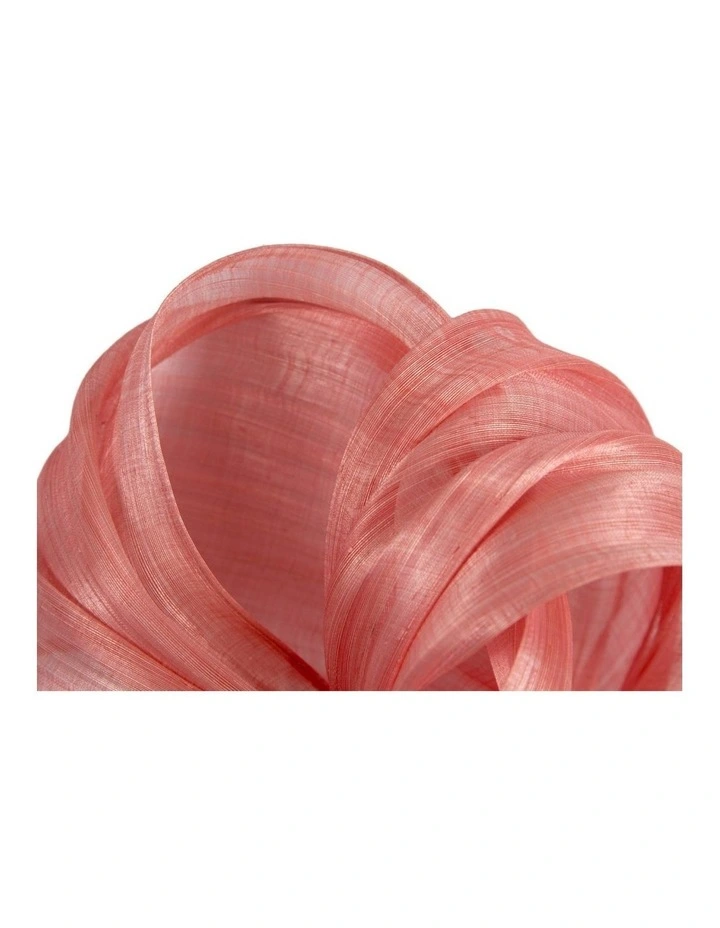 Coral Silk Abaca Fascinator with Sculptural Bow by Fillies Collection S347CR image 3