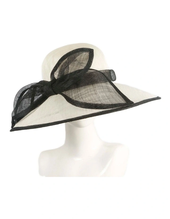 Max Alexander large cream and black sinamay racing hat MA986CB image 2