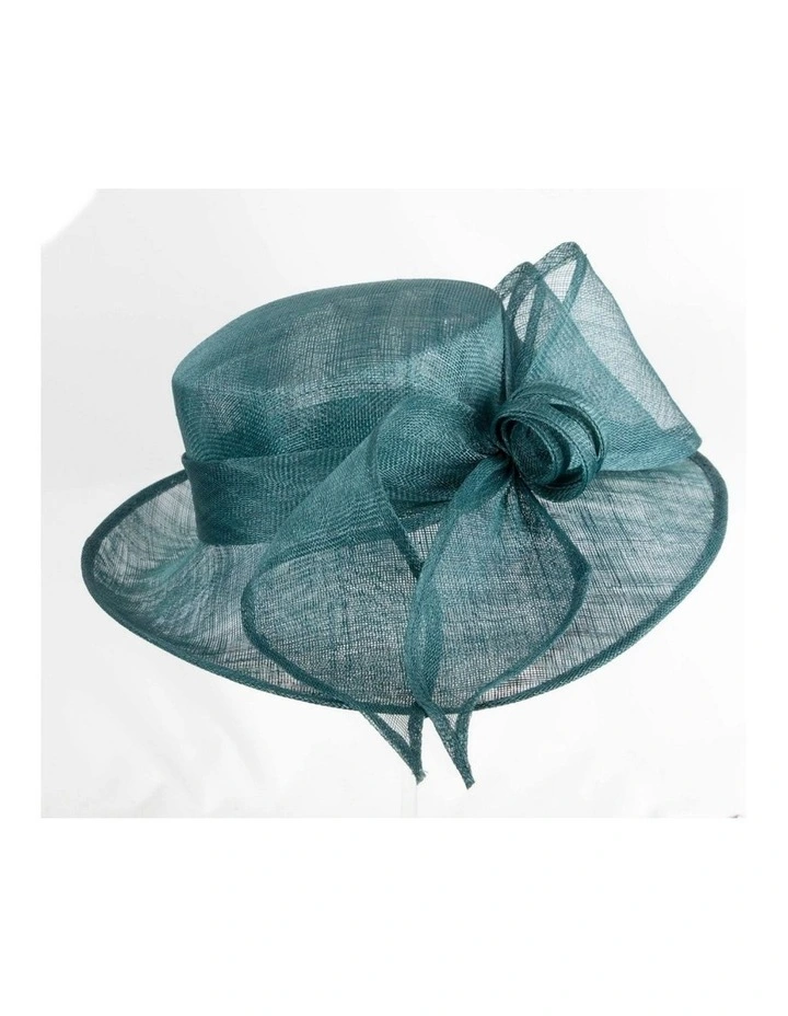Max Alexander teal sinamay wide-brim hat with large bow MA994TE image 4