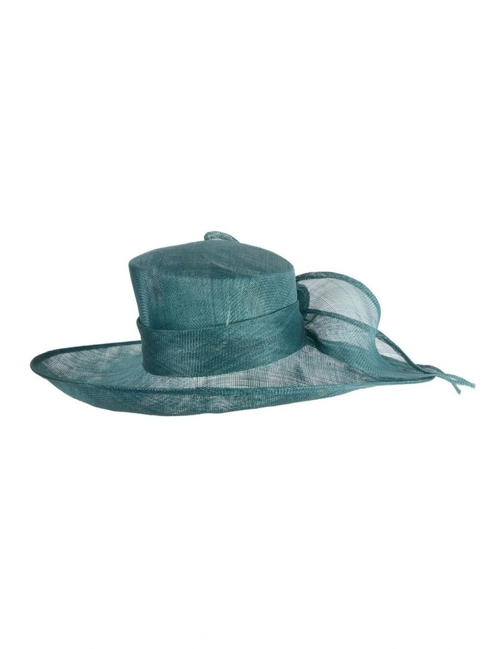 Max Alexander teal sinamay wide-brim hat with large bow MA994TE image 6