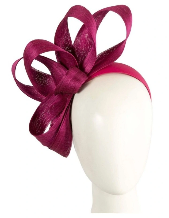 Fillies Collection Fuchsia Silk Abaca Loops Racing Fascinator S344F image 2