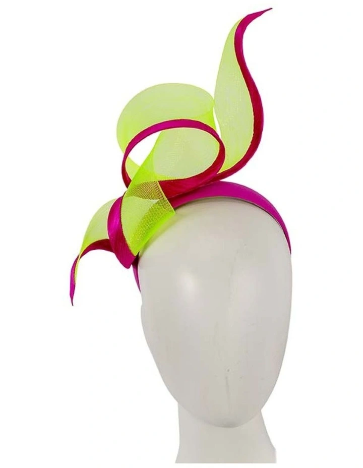 Sculptured lime and fuchsia racing fascinator by Fillies Collection S246LF image 2