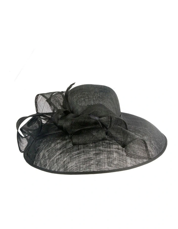 Max Alexander large black sinamay racing hat MA988B image 1